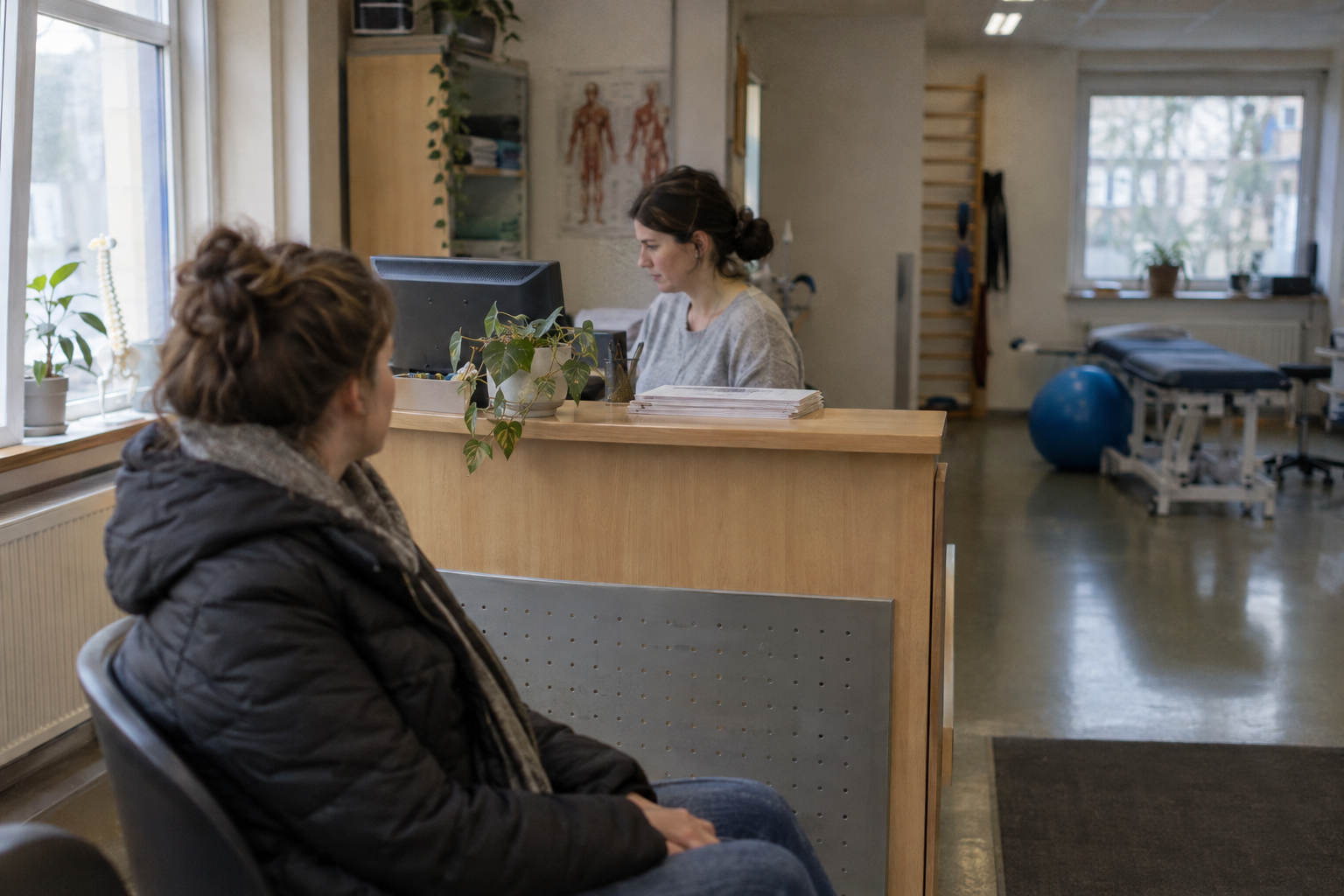 Recepcija fizioterapije, kjer urejajo termine pacientov